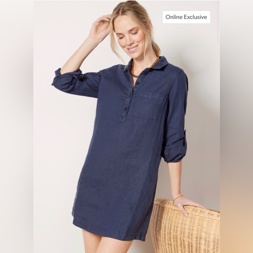 Michael Stars Linen Utility Dress in Navy Size 2X NWT